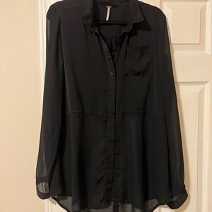 Free People Black Button Down Shirt